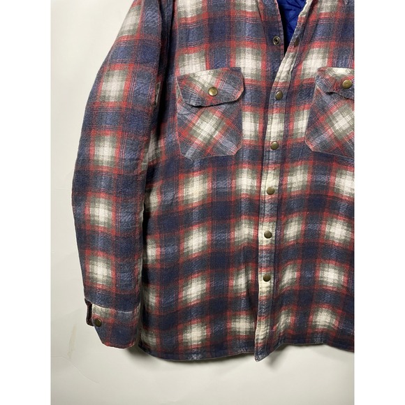 Vintage Arctic Circle Flannel Shirt Jacket Plaid Quilted Lined Button Up Mens M - Picture 3 of 10